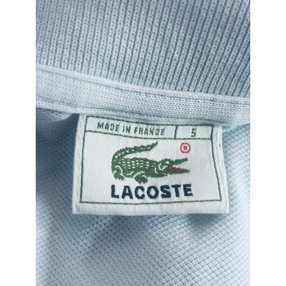 Lacoste Mens Vintage Made in France Light Blue Pique Cotton Polo | Size L (5) - Picture 4 of 6
